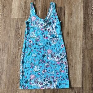 Lilly Pulitzer Newberri tank dress in the Amalfi Blue "Lilly's Roadtrip" print